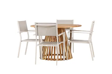 Lumpur Spisegruppe Rund 120 cm + 4 stk Copacabana Spisestoler Beige - Hagemøbler & utemiljø - Hagegruppe - Spisegrupper hage