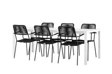 Break Spisegruppe 205 cm + 6 stk Hochanas Spisestoler Svart/Brun - Hagemøbler & utemiljø - Hagegruppe - Spisegrupper hage