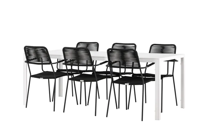 Break Spisegruppe 205 cm + 6 stk Hochanas Spisestoler Svart/Brun