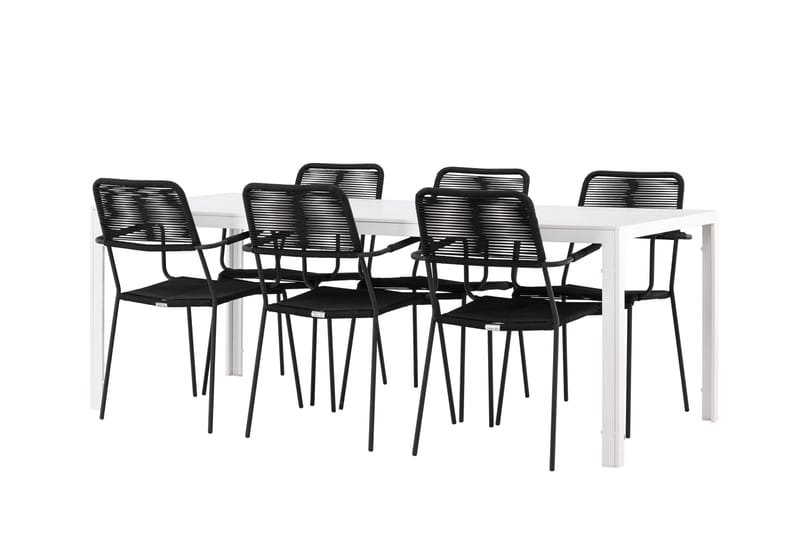 Break Spisegruppe 205 cm + 6 stk Hochanas Spisestoler Svart/Brun