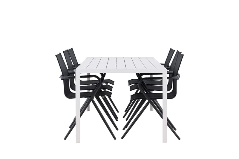 Break Spisegruppe 205 cm + 6 stk Alling Spisestoler Svart/Hvit - Hagemøbler & utemiljø - Hagegruppe - Spisegrupper hage