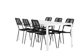 Break Spisegruppe 205 cm + 6 stk Hochanas Spisestoler Svart/Brun - Hagemøbler & utemiljø - Hagegruppe - Spisegrupper hage