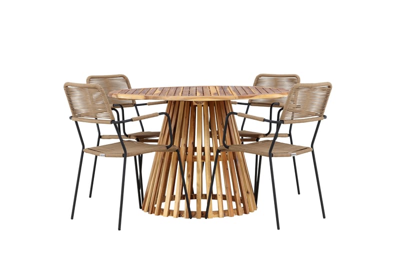 Lumpur Spisegruppe Rund 120 cm + 4 stk Hochanas Spisestoler Svart