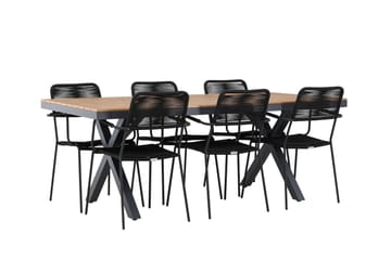 Garcia Spisegruppe 200 cm + 6 stk Hochanas Spisestoler Svart/Brun - Hagemøbler & utemiljø - Hagegruppe - Spisegrupper hage