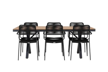 Garcia Spisegruppe 200 cm + 6 stk Hochanas Spisestoler Svart/Brun - Hagemøbler & utemiljø - Hagegruppe - Spisegrupper hage