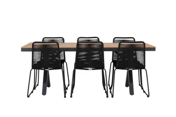 Garcia Spisegruppe 200 cm + 6 stk Linero Spisestoler Svart - Hagemøbler & utemiljø - Hagegruppe - Spisegrupper hage