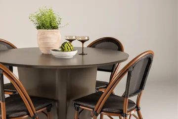 Santa Fe Spisegruppe Rund 120 cm + 4 stk Guarda Spisestoler Svart/Brun - Hagemøbler & utemiljø - Hagegruppe - Spisegrupper hage