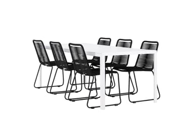 Break Spisegruppe 205 cm + 6 stk Linero Spisestoler Svart/Hvit - Hagemøbler & utemiljø - Hagegruppe - Spisegrupper hage