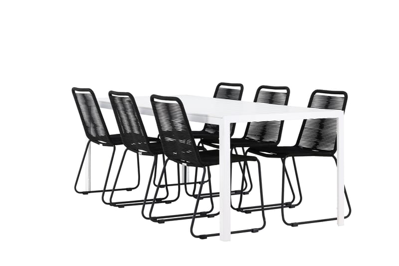 Break Spisegruppe 205 cm + 6 stk Linero Spisestoler Svart/Hvit - Hagemøbler & utemiljø - Hagegruppe - Spisegrupper hage