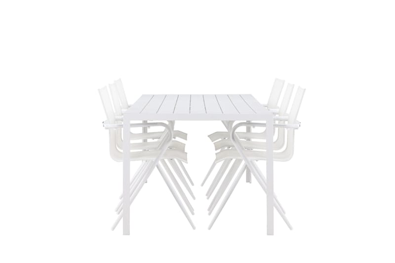 Break Spisegruppe 205 cm + 6 stk Alling Spisestoler Hvit - Hagemøbler & utemiljø - Hagegruppe - Spisegrupper hage