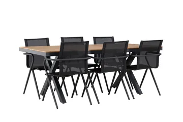 Garcia Spisegruppe 200 cm + 6 stk Alling Spisestoler Svart - Hagemøbler & utemiljø - Hagegruppe - Spisegrupper hage