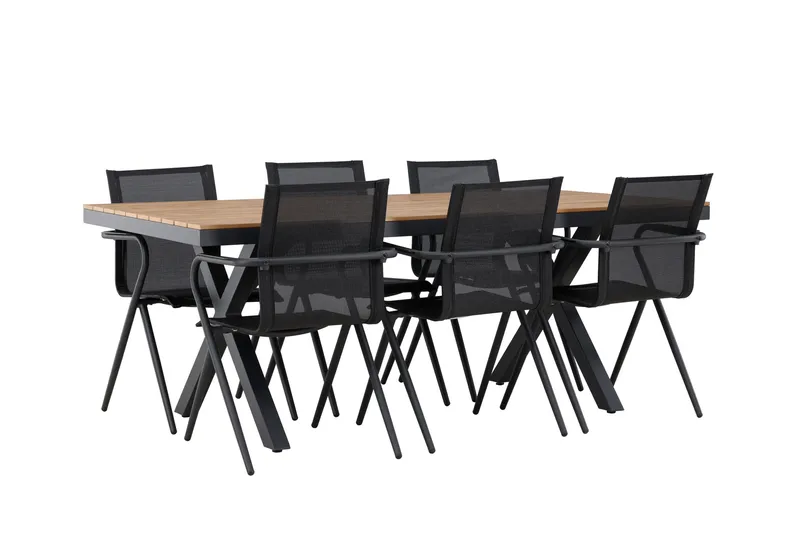 Garcia Spisegruppe 200 cm + 6 stk Alling Spisestoler Svart - Hagemøbler & utemiljø - Hagegruppe - Spisegrupper hage