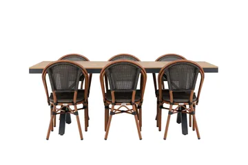 Garcia Spisegruppe 200 cm + 6 stk Guarda Spisestoler Svart - Hagemøbler & utemiljø - Hagegruppe - Spisegrupper hage