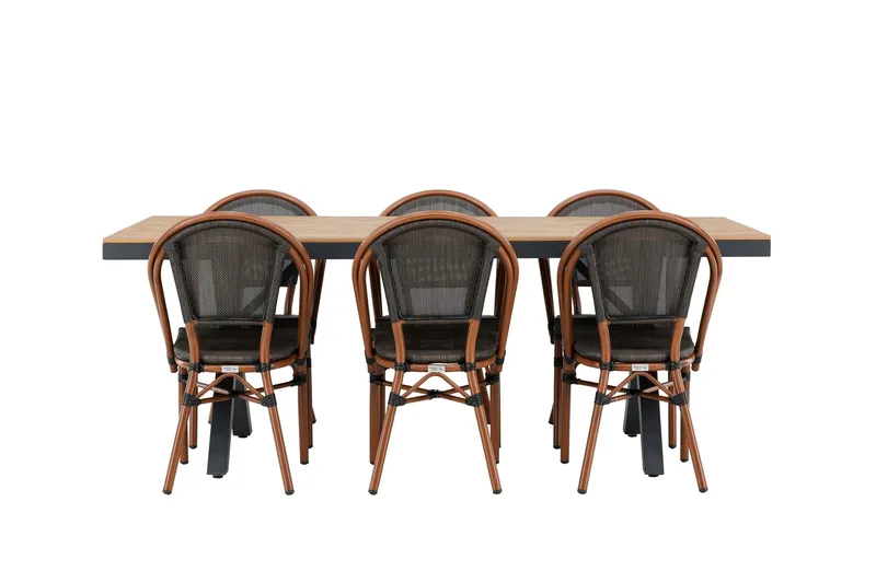 Garcia Spisegruppe 200 cm + 6 stk Guarda Spisestoler Svart - Hagemøbler & utemiljø - Hagegruppe - Spisegrupper hage