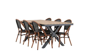 Garcia Spisegruppe 200 cm + 6 stk Guarda Spisestoler Svart - Hagemøbler & utemiljø - Hagegruppe - Spisegrupper hage