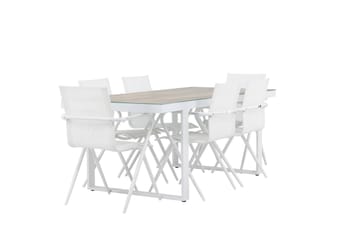 Merlo Spisegruppe 200 cm + 6 stk Alling Spisestoler Hvit - Hagemøbler & utemiljø - Hagegruppe - Spisegrupper hage