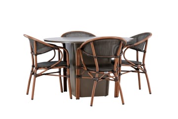 Santa Fe Spisegruppe Rund 120 cm + 4 stk Vila Spisestoler Svart/Brun - Hagemøbler & utemiljø - Hagegruppe - Spisegrupper hage