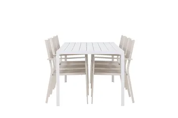 Break Spisegruppe 205 cm + 6 stk Copacabana Spisestoler Beige/Hvit - Hagemøbler & utemiljø - Hagegruppe - Spisegrupper hage