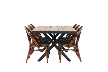 Garcia Spisegruppe 200 cm + 6 stk Guarda Spisestoler Svart - Hagemøbler & utemiljø - Hagegruppe - Spisegrupper hage
