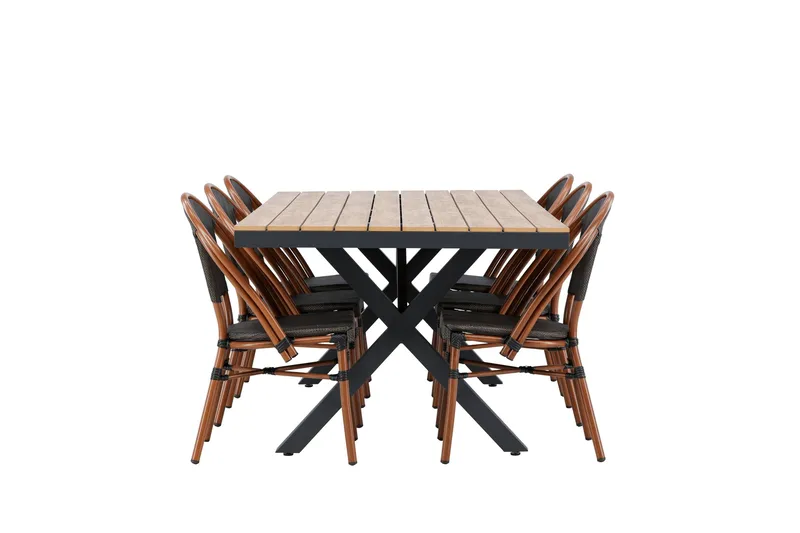 Garcia Spisegruppe 200 cm + 6 stk Guarda Spisestoler Svart - Hagemøbler & utemiljø - Hagegruppe - Spisegrupper hage