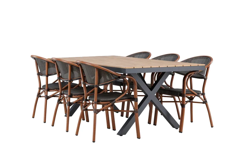 Garcia Spisegruppe 200 cm + 6 stk Vila Spisestoler Svart - Hagemøbler & utemiljø - Hagegruppe - Spisegrupper hage
