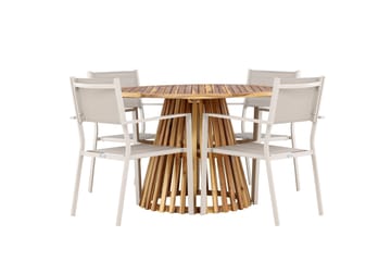 Lumpur Spisegruppe Rund 120 cm + 4 stk Copacabana Spisestoler Beige - Hagemøbler & utemiljø - Hagegruppe - Spisegrupper hage