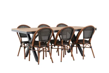 Garcia Spisegruppe 200 cm + 6 stk Guarda Spisestoler Svart - Hagemøbler & utemiljø - Hagegruppe - Spisegrupper hage