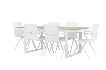 Merlo Spisegruppe 200 cm + 6 stk Alling Spisestoler Hvit - Hagemøbler & utemiljø - Hagegruppe - Spisegrupper hage