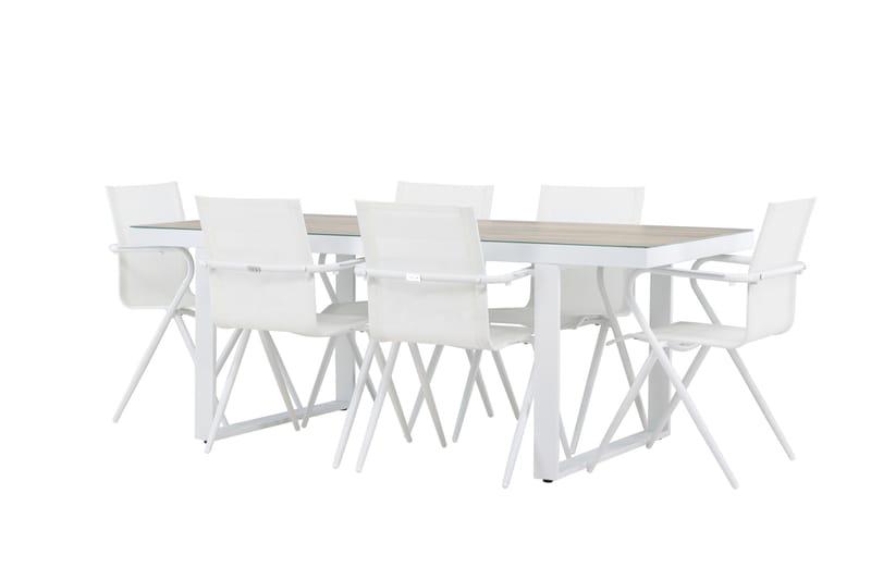 Merlo Spisegruppe 200 cm + 6 stk Alling Spisestoler Hvit