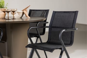 Santa Fe Spisegruppe Rund 120 cm + 4 stk Alling Spisestoler Svart/Brun - Hagemøbler & utemiljø - Hagegruppe - Spisegrupper hage