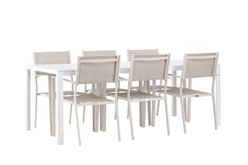 Break Spisegruppe 205 cm + 6 stk Copacabana Spisestoler Beige/Hvit - Hagemøbler & utemiljø - Hagegruppe - Spisegrupper hage