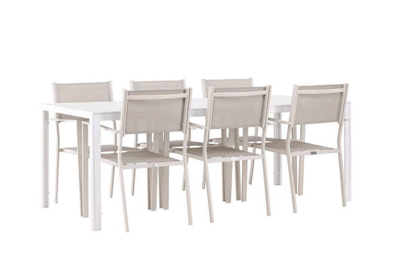 Break Spisegruppe 205 cm + 6 stk Copacabana Spisestoler Beige/Hvit - Hagemøbler & utemiljø - Hagegruppe - Spisegrupper hage