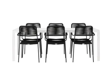 Break Spisegruppe 205 cm + 6 stk Hochanas Spisestoler Svart/Brun - Hagemøbler & utemiljø - Hagegruppe - Spisegrupper hage