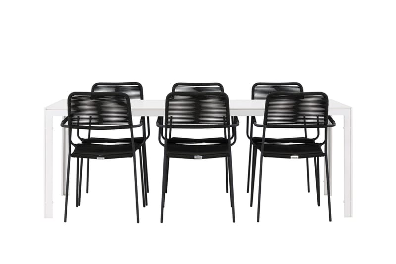 Break Spisegruppe 205 cm + 6 stk Hochanas Spisestoler Svart/Brun - Hagemøbler & utemiljø - Hagegruppe - Spisegrupper hage