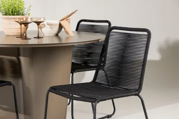 Santa Fe Spisegruppe Rund 120 cm + 4 stk Linero Spisestoler Svart/Brun - Hagemøbler & utemiljø - Hagegruppe - Spisegrupper hage