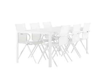Break Spisegruppe 205 cm + 6 stk Alling Spisestoler Hvit - Hagemøbler & utemiljø - Hagegruppe - Spisegrupper hage