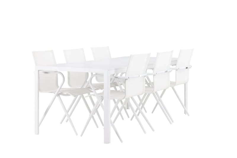 Break Spisegruppe 205 cm + 6 stk Alling Spisestoler Hvit - Hagemøbler & utemiljø - Hagegruppe - Spisegrupper hage