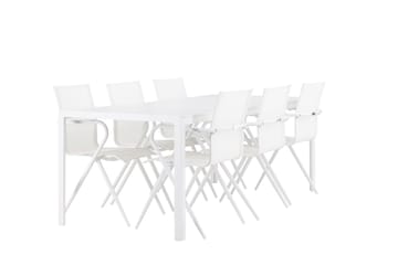 Break Spisegruppe 205 cm + 6 stk Alling Spisestoler Hvit - Hagemøbler & utemiljø - Hagegruppe - Spisegrupper hage