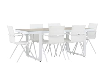 Merlo Spisegruppe 200 cm + 6 stk Alling Spisestoler Hvit - Hagemøbler & utemiljø - Hagegruppe - Spisegrupper hage