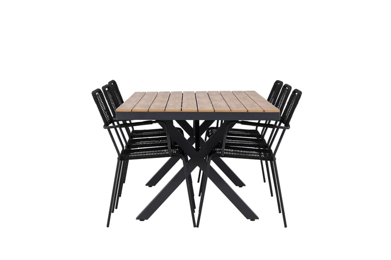 Garcia Spisegruppe 200 cm + 6 stk Hochanas Spisestoler Svart/Brun - Hagemøbler & utemiljø - Hagegruppe - Spisegrupper hage