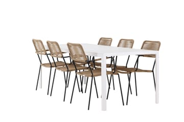 Break Spisegruppe 205 cm + 6 stk Hochanas Spisestoler Svart/Hvit - Hagemøbler & utemiljø - Hagegruppe - Spisegrupper hage