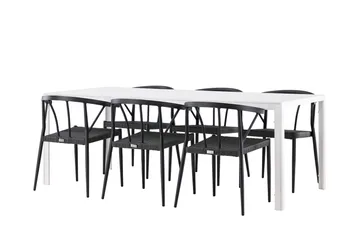 Break Spisegruppe 205 cm + 6 stk Stina Spisestoler Svart/Hvit - Hagemøbler & utemiljø - Hagegruppe - Spisegrupper hage
