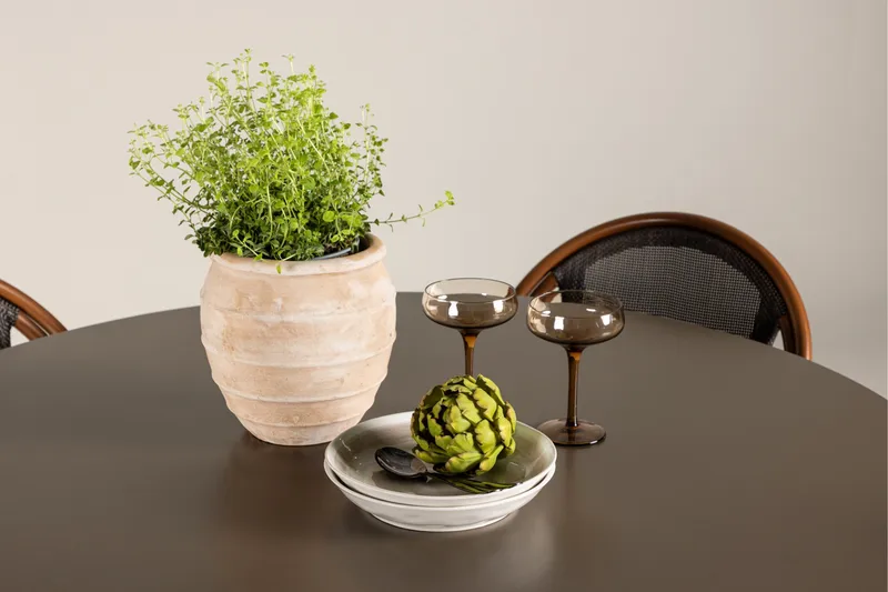 Santa Fe Spisegruppe Rund 120 cm + 4 stk Guarda Spisestoler Svart/Brun - Hagemøbler & utemiljø - Hagegruppe - Spisegrupper hage