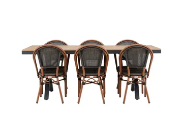 Garcia Spisegruppe 200 cm + 6 stk Guarda Spisestoler Svart - Hagemøbler & utemiljø - Hagegruppe - Spisegrupper hage