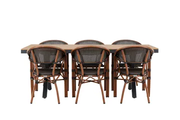 Garcia Spisegruppe 200 cm + 6 stk Vila Spisestoler Svart - Hagemøbler & utemiljø - Hagegruppe - Spisegrupper hage