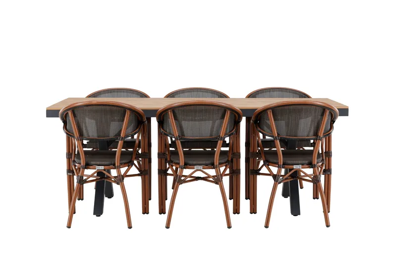 Garcia Spisegruppe 200 cm + 6 stk Vila Spisestoler Svart - Hagemøbler & utemiljø - Hagegruppe - Spisegrupper hage