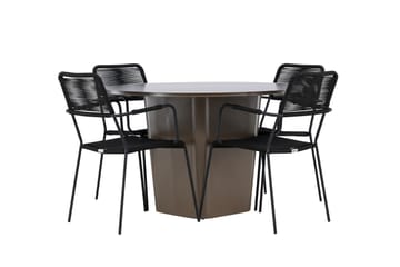 Santa Fe Spisegruppe Rund 120 cm + 4 stk Hochanas Spisestoler Svart/Brun - Hagemøbler & utemiljø - Hagegruppe - Spisegrupper hage