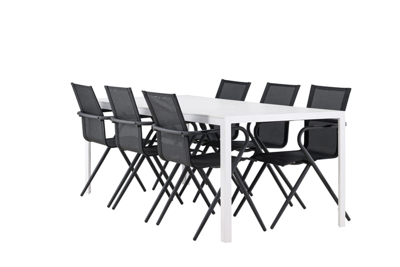 Break Spisegruppe 205 cm + 6 stk Alling Spisestoler Svart/Hvit - Hagemøbler & utemiljø - Hagegruppe - Spisegrupper hage
