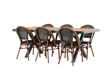 Garcia Spisegruppe 200 cm + 6 stk Guarda Spisestoler Svart - Hagemøbler & utemiljø - Hagegruppe - Spisegrupper hage