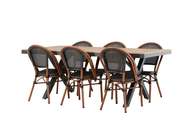 Garcia Spisegruppe 200 cm + 6 stk Guarda Spisestoler Svart - Hagemøbler & utemiljø - Hagegruppe - Spisegrupper hage